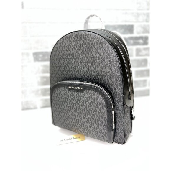 Michael Kors backpack jaycee large front pocket backpack MK signature black - Picture 3 of 11